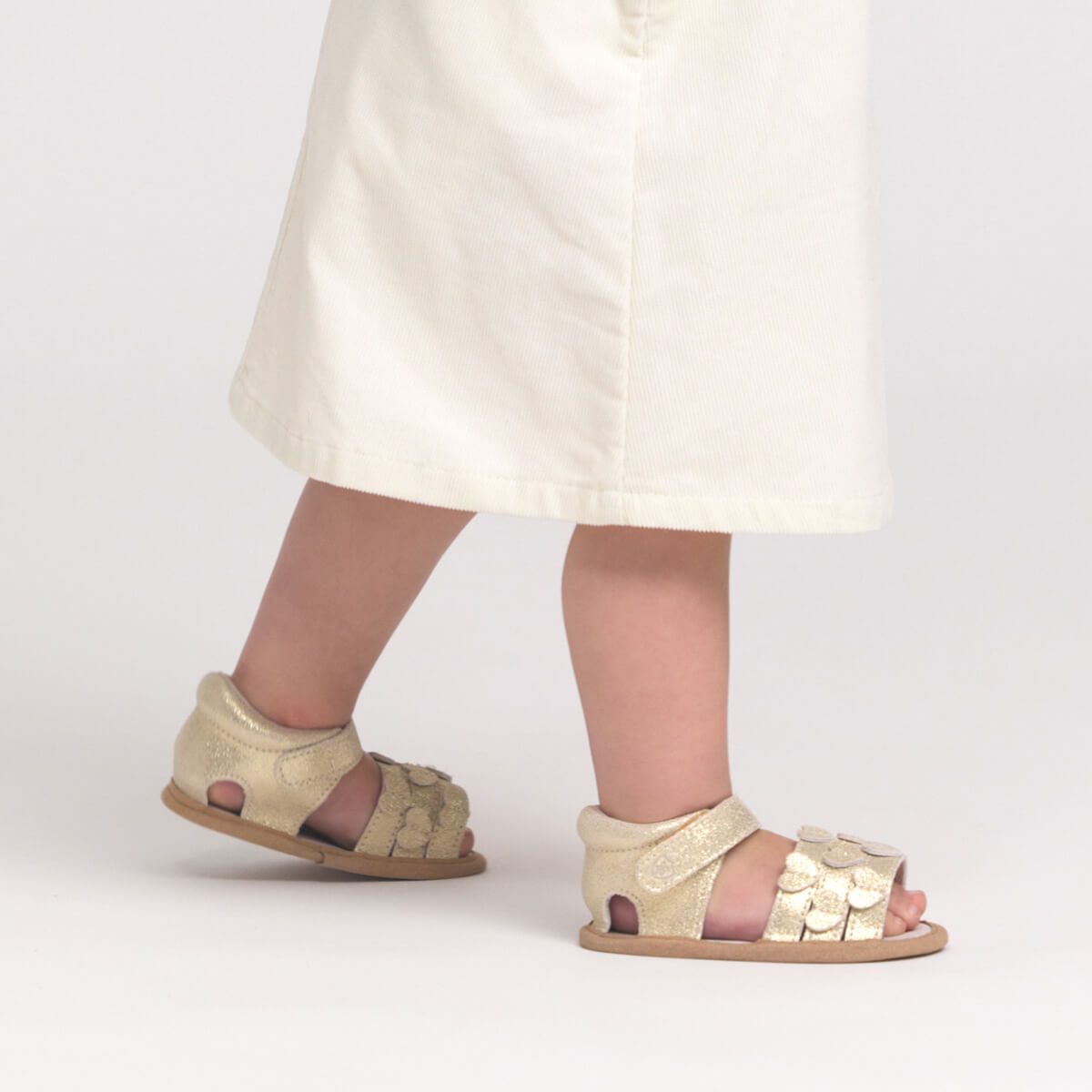 Pretty Brave Hearts Baby Sandal - Gold Sparkle