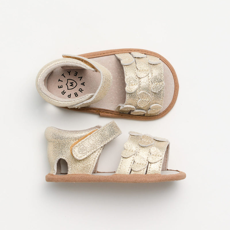 Pretty Brave Hearts Baby Sandal - Gold Sparkle
