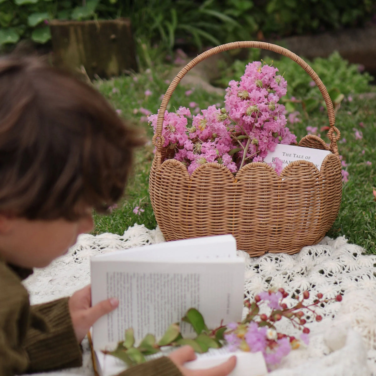 Olli Ella Petal Basket - Natural