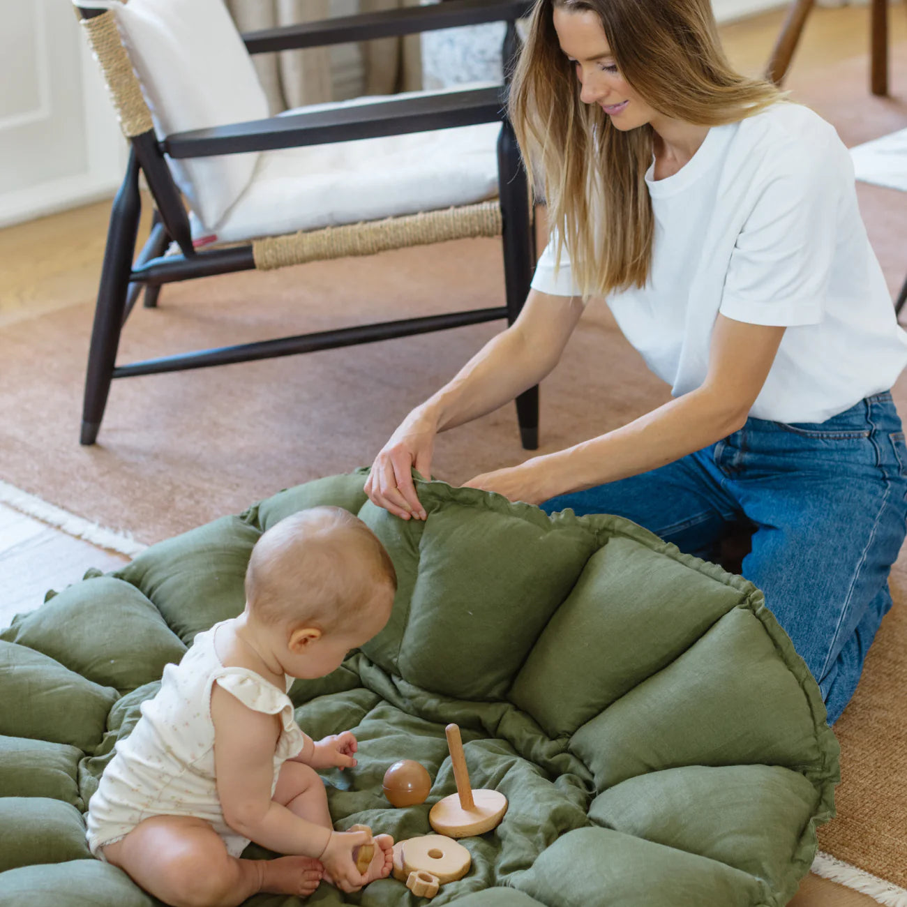Little Luxury Plush Organic Playmat - Olive
