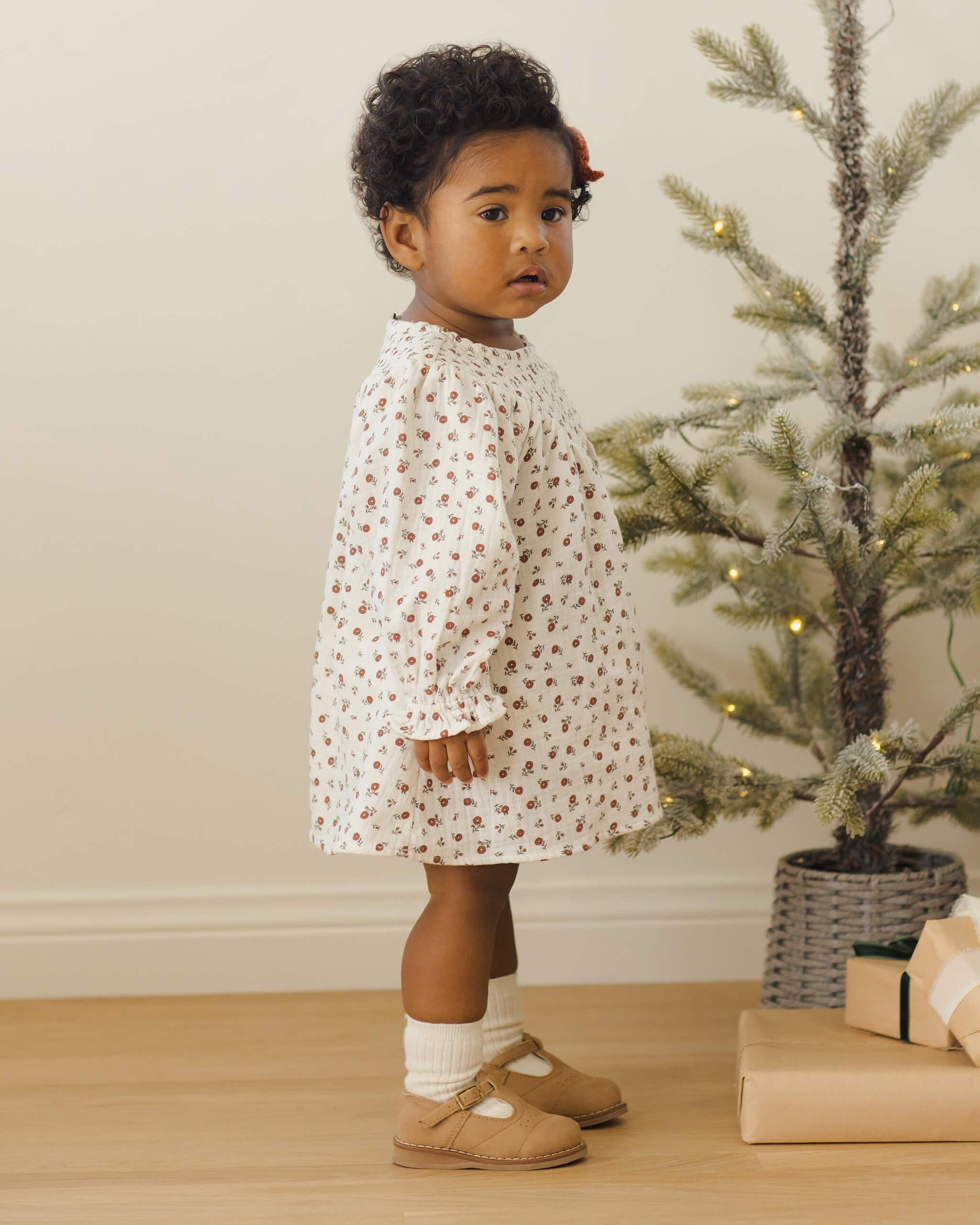 Quincy Mae V Smocked Dress - Winter Ditsy