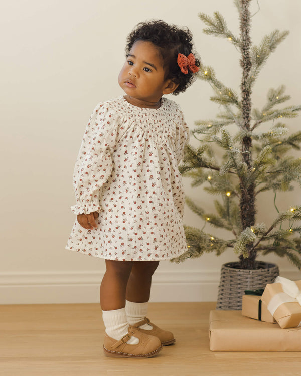 Quincy Mae V Smocked Dress - Winter Ditsy