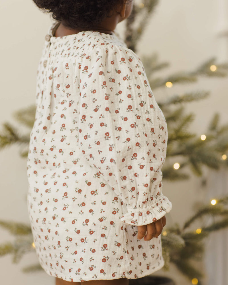 Quincy Mae V Smocked Dress - Winter Ditsy