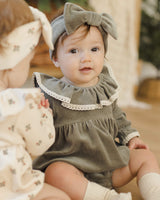 Quincy Mae Velour Bow Headband - Forest