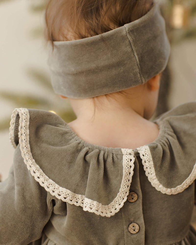 Quincy Mae Velour Bow Headband - Forest