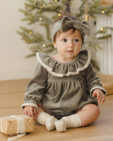 Quincy Mae Velour Bow Headband - Forest