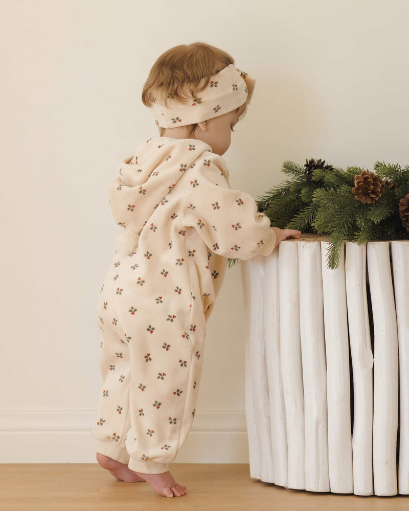 Quincy Mae Velour Zip Jumpsuit - Holly Berry
