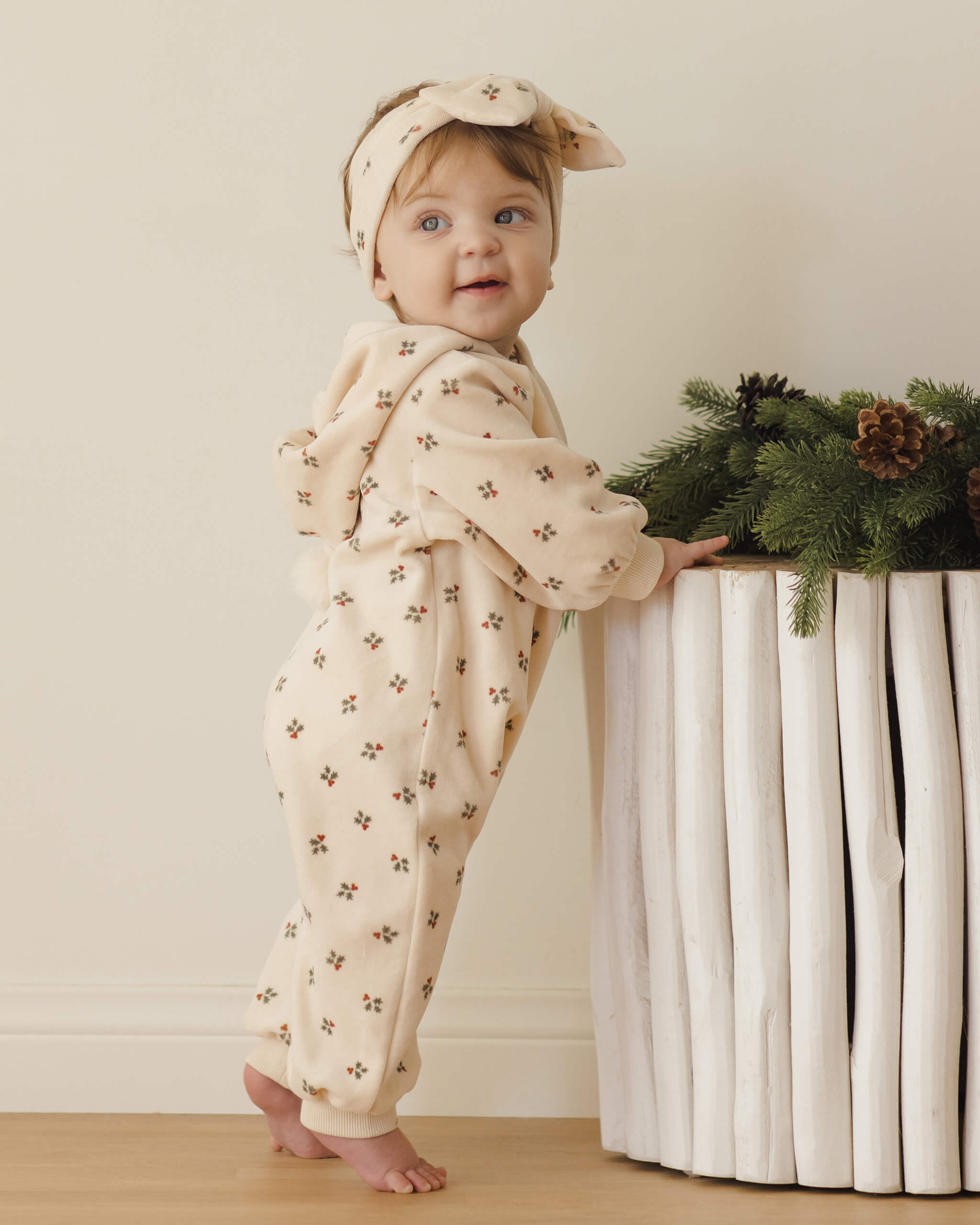 Quincy Mae Velour Zip Jumpsuit - Holly Berry