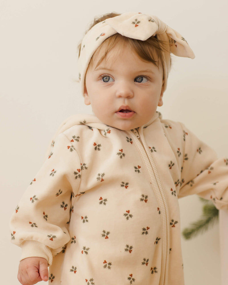 Quincy Mae Velour Zip Jumpsuit - Holly Berry