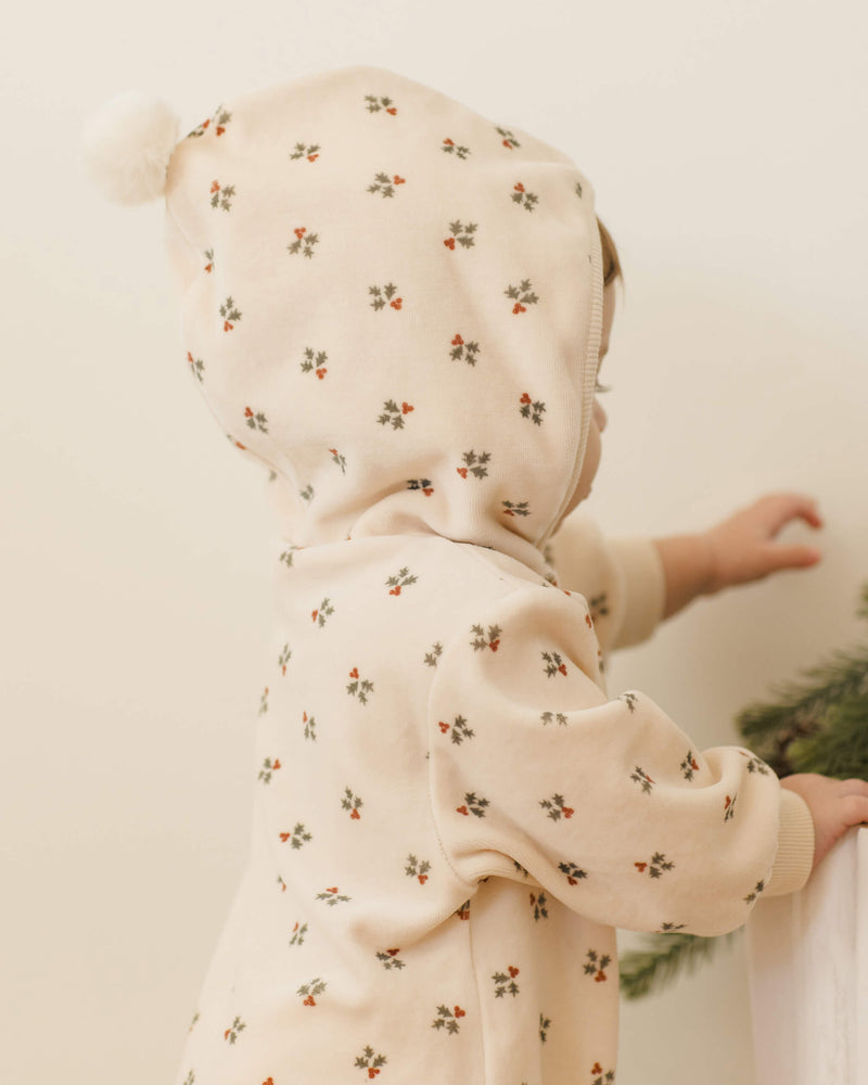 Quincy Mae Velour Zip Jumpsuit - Holly Berry