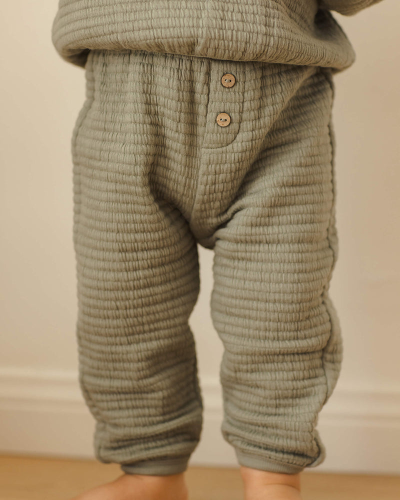 Quincy Mae Textured Sweat Set - Forest