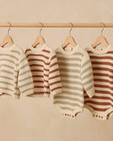 Quincy Mae Rex Romper - Cedar Stripe