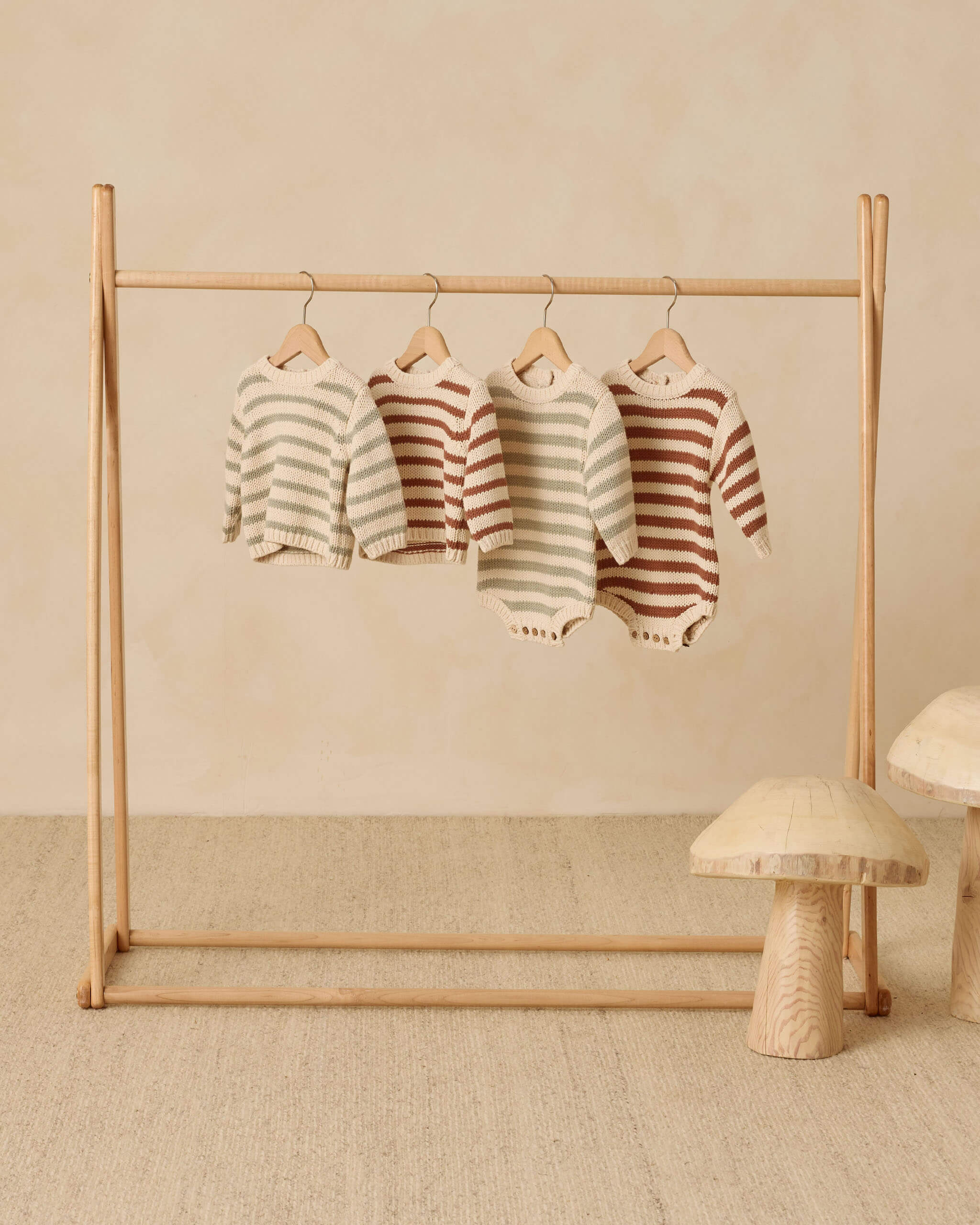 Quincy Mae Rex Romper - Fern Stripe