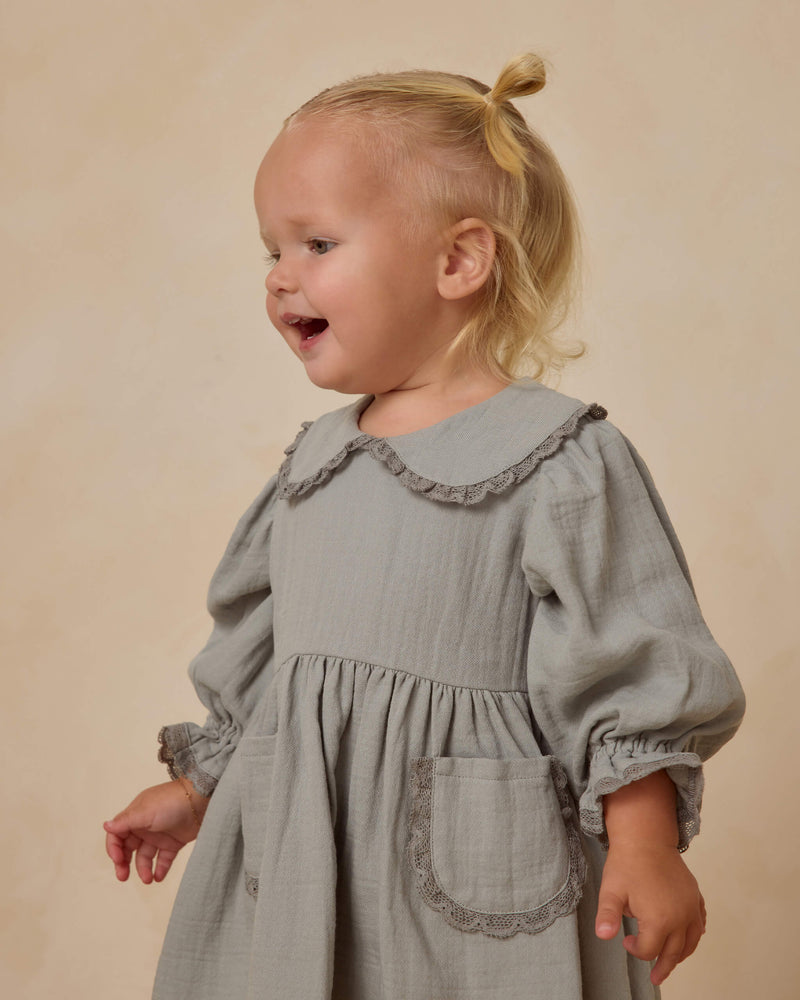 Quincy Mae Marisol Dress - Steel Blue