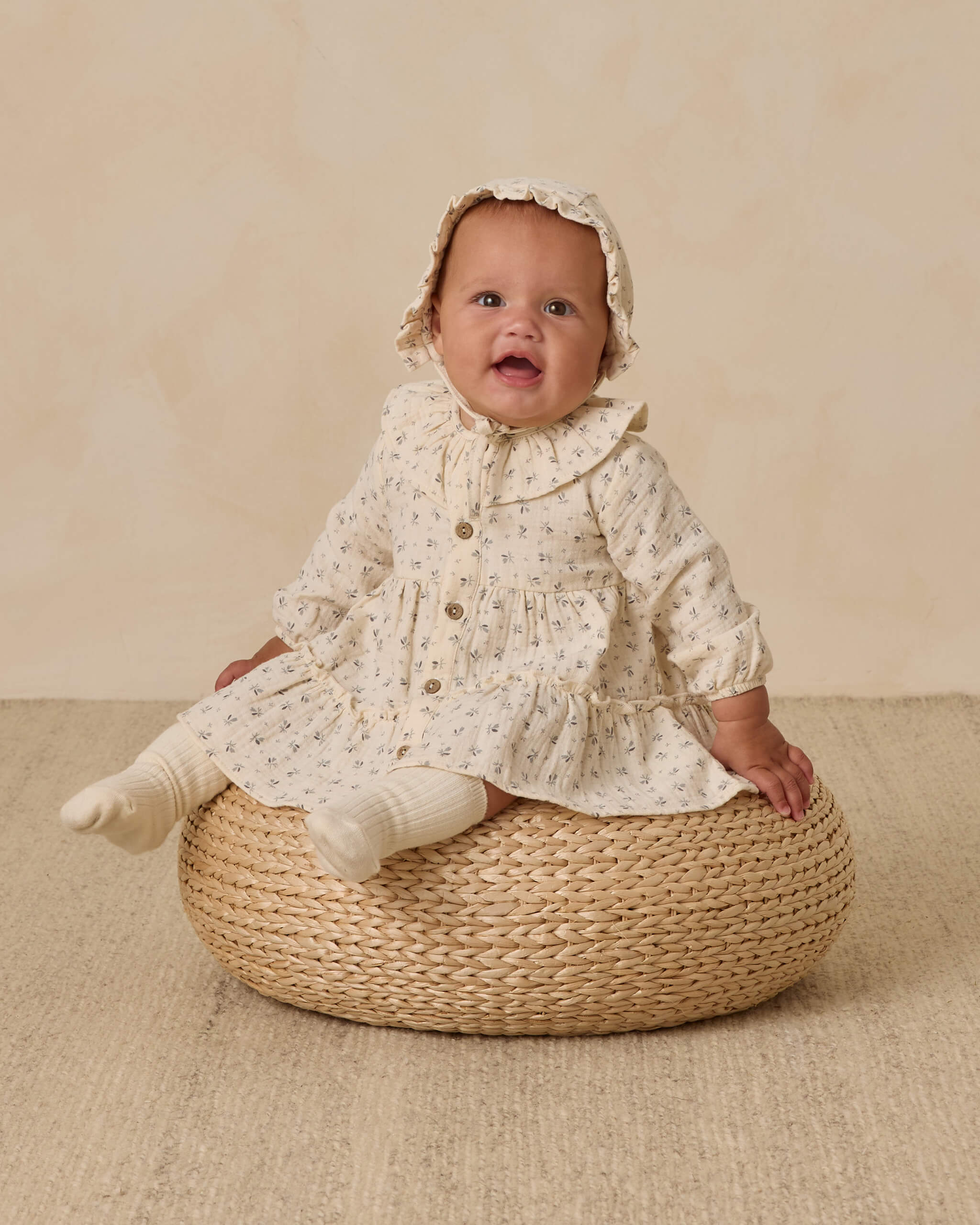 Quincy Mae Ruffle Collar Button Dress - Bluebell