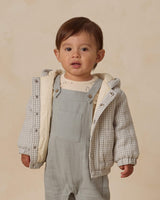 Quincy Mae Hooded Woven Jacket - Blue Gingham