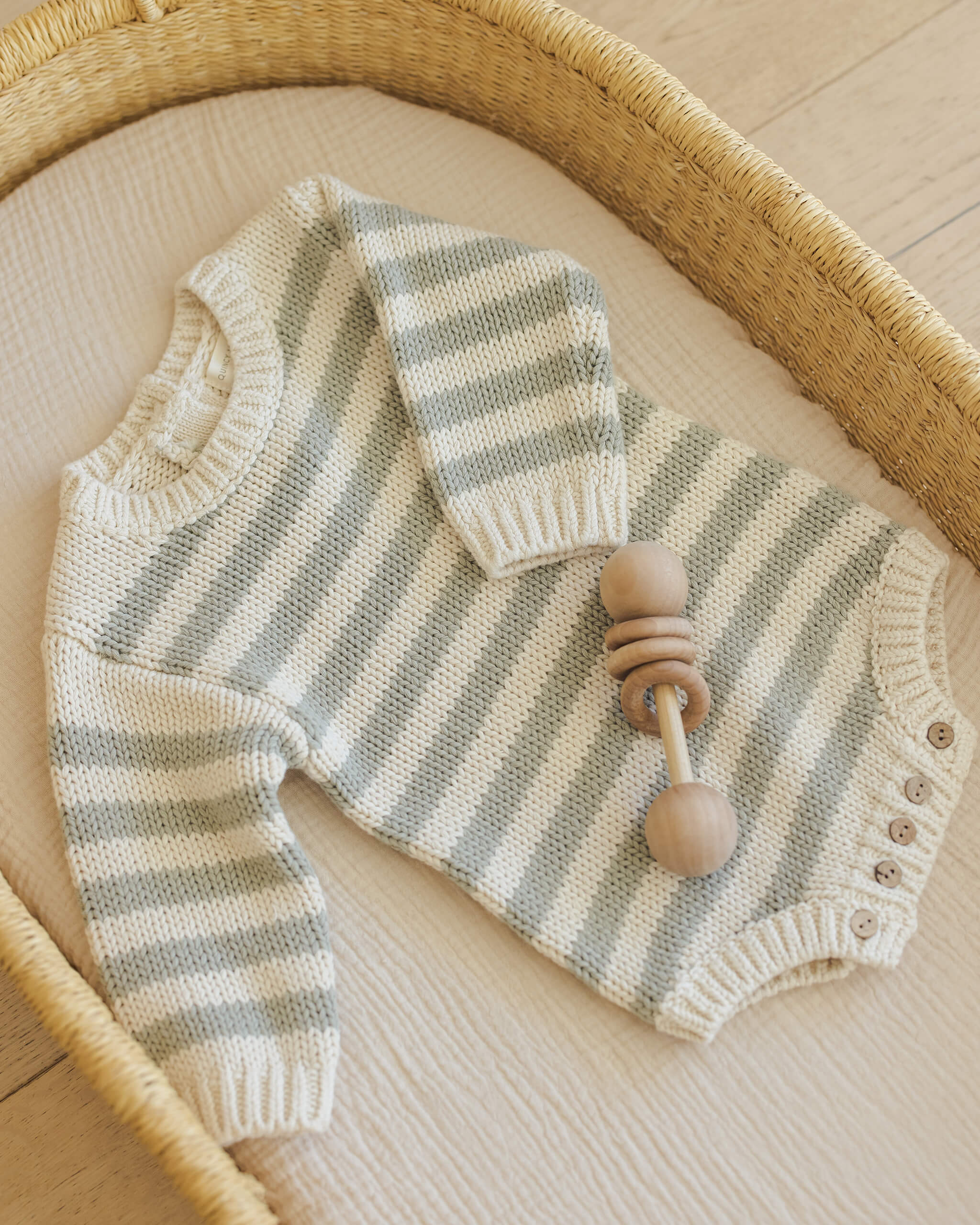 Quincy Mae Rex Romper - Fern Stripe