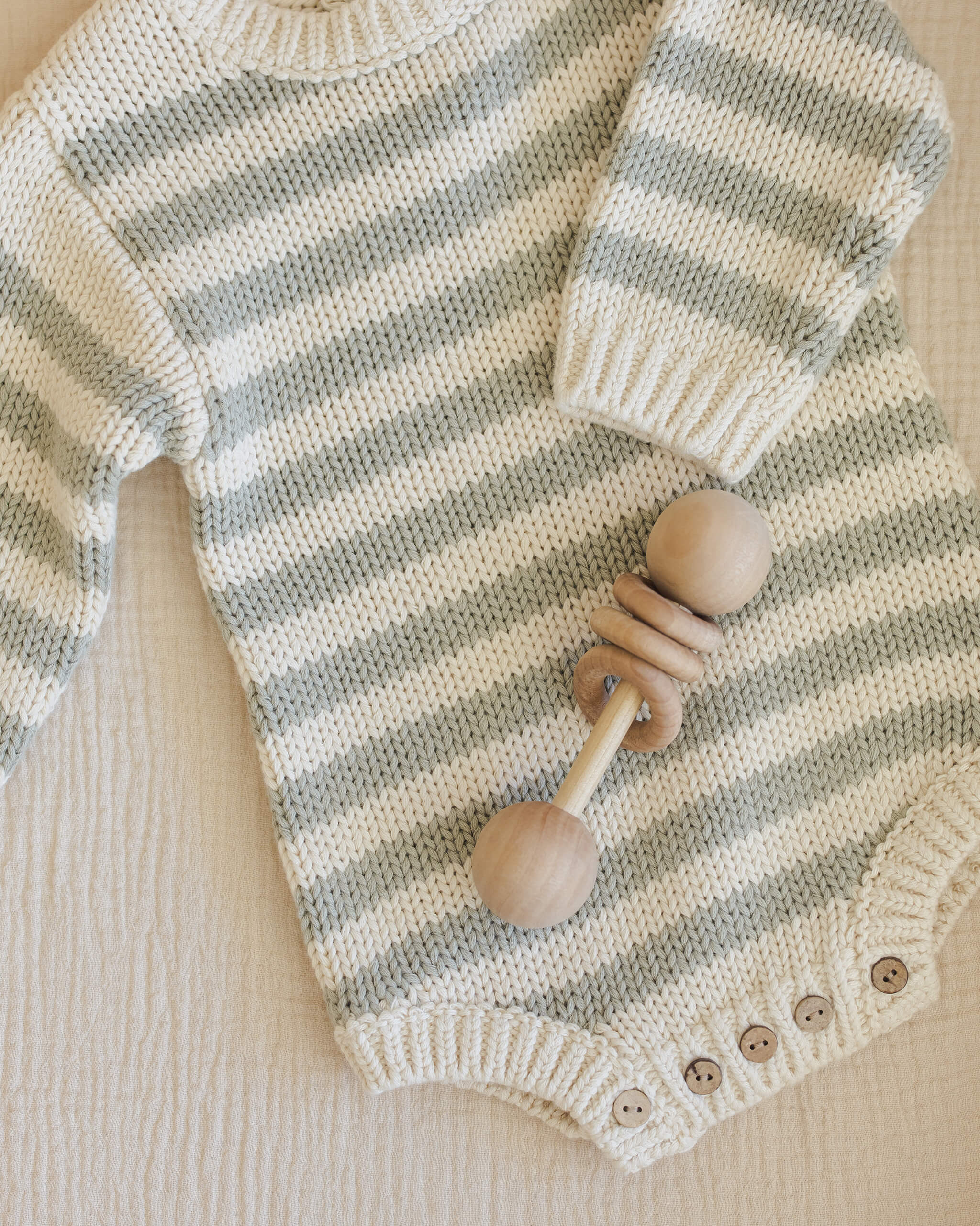 Quincy Mae Rex Romper - Fern Stripe