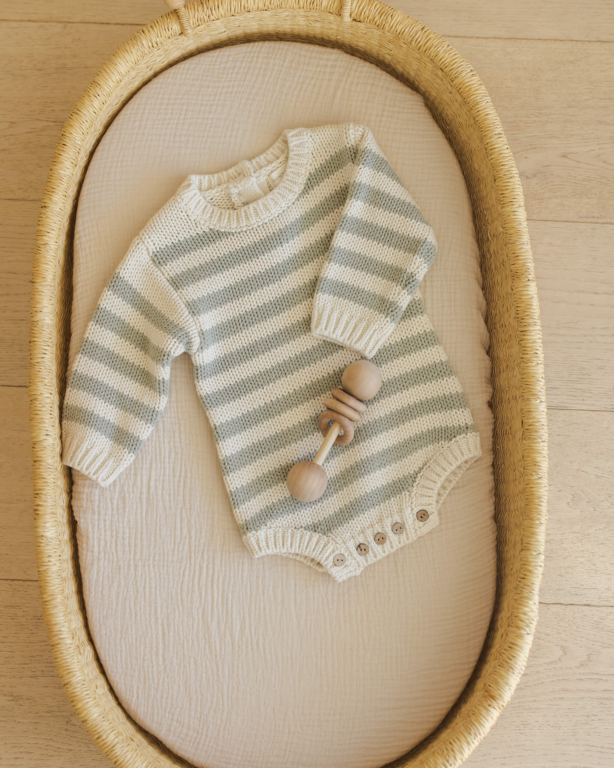 Quincy Mae Rex Romper - Fern Stripe