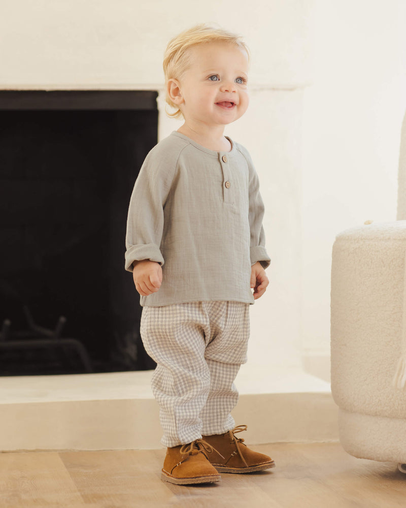 Quincy Mae Woven Pant - Blue Gingham