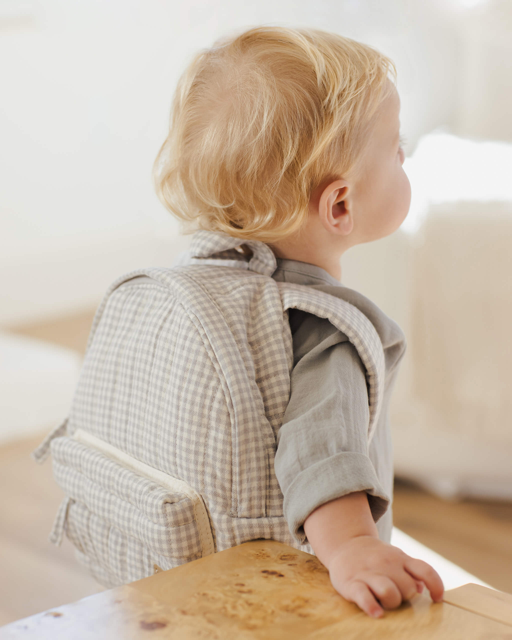 Quincy Mae Mini Backpack - Blue Gingham