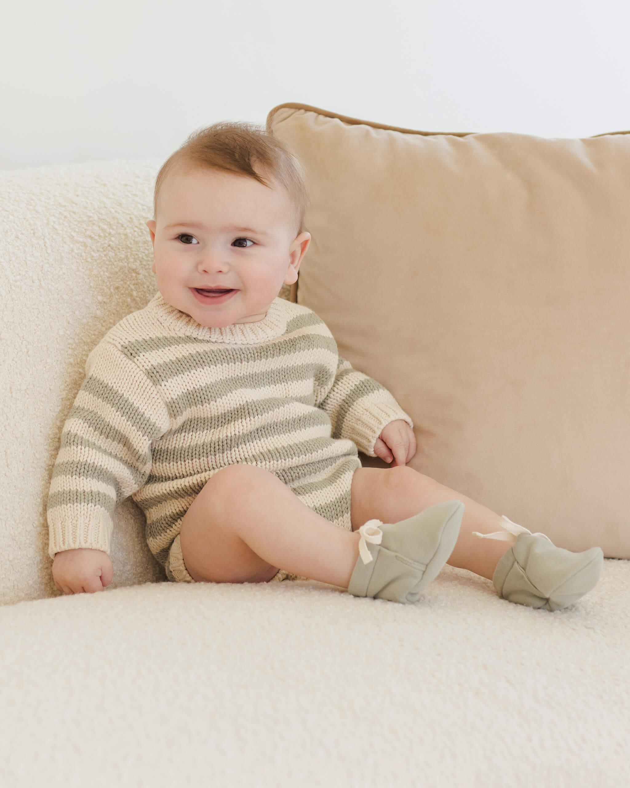 Quincy Mae Rex Romper - Fern Stripe