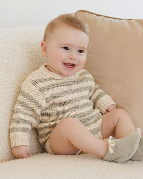 Quincy Mae Rex Romper - Fern Stripe