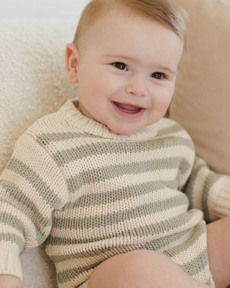 Quincy Mae Rex Romper - Fern Stripe