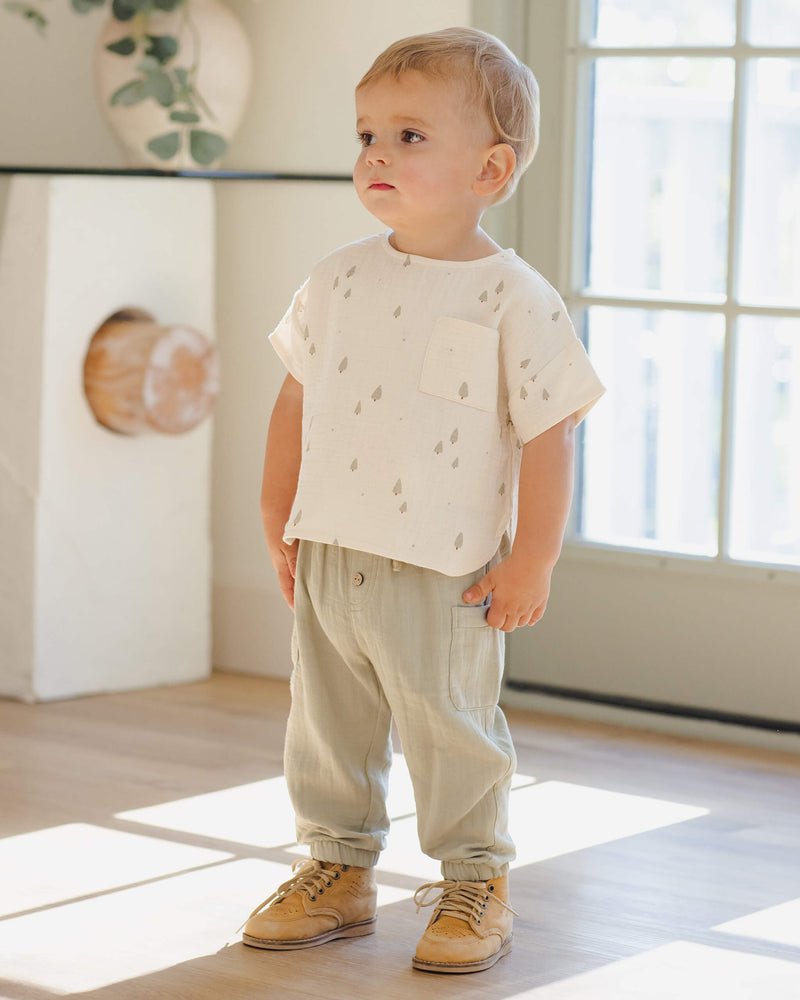 Quincy Mae Woven Boxy Top - Trees