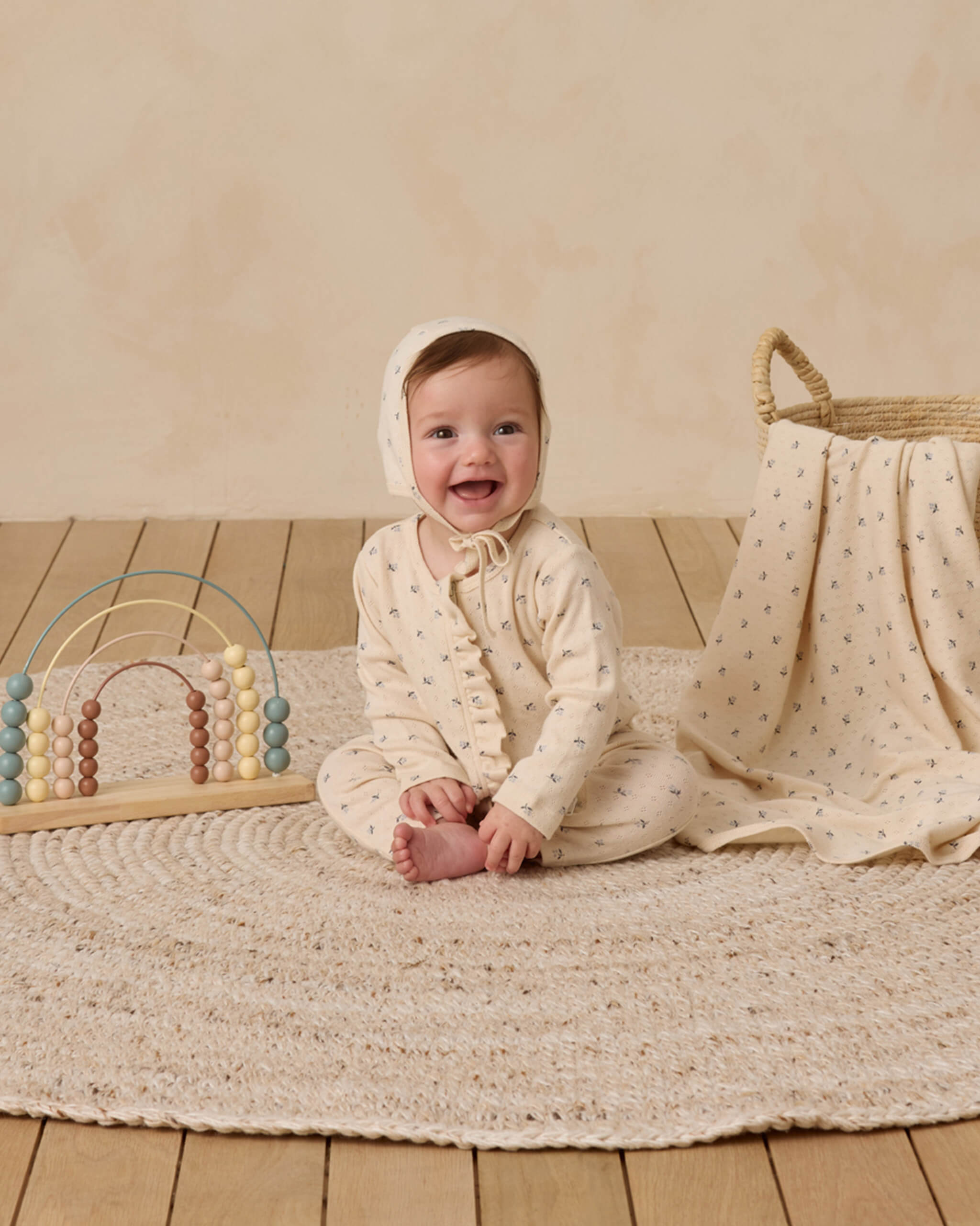 Quincy Mae Ruffle Jumpsuit - Blue Ditsy