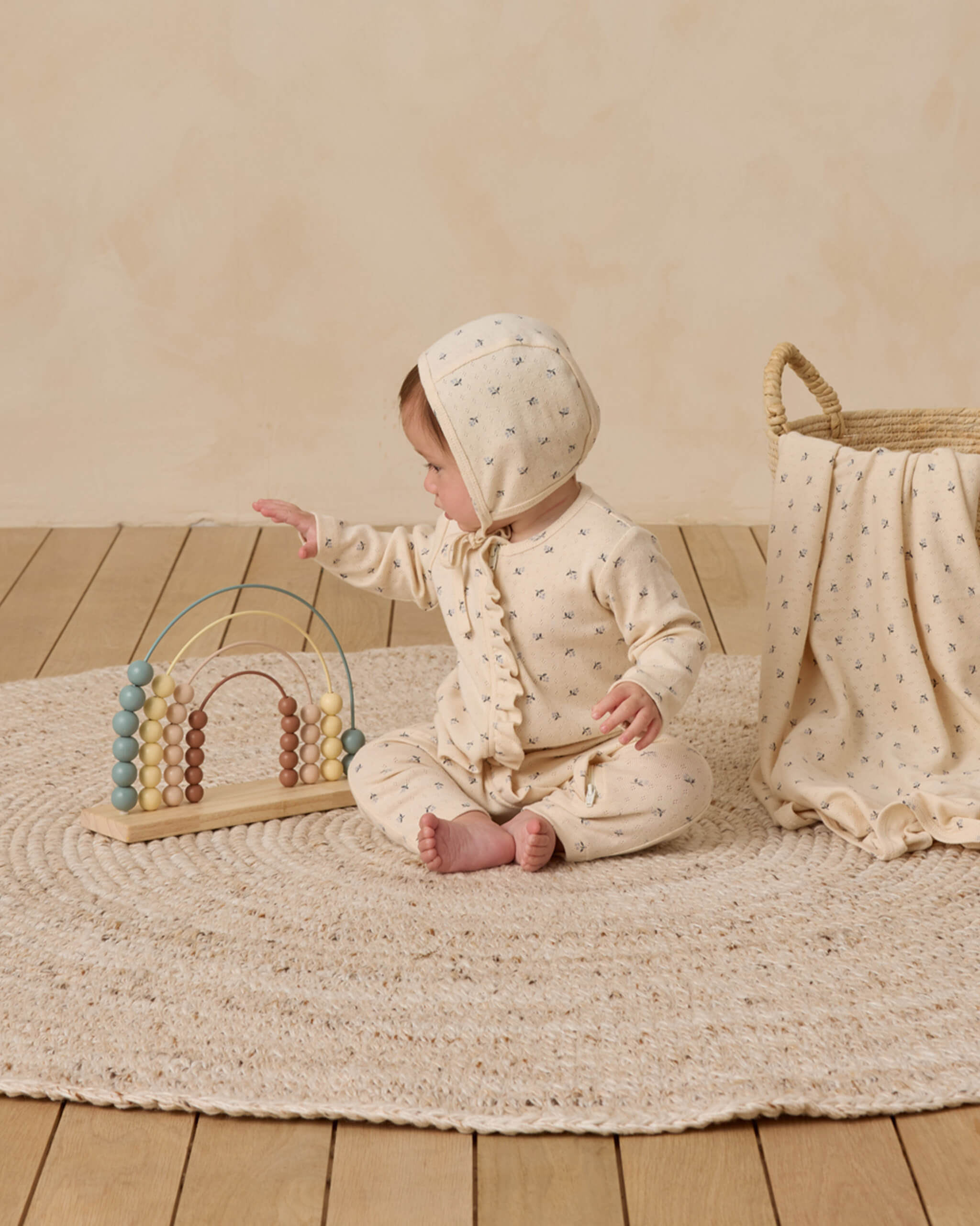 Quincy Mae Ruffle Jumpsuit - Blue Ditsy