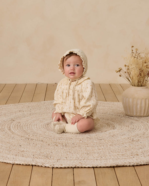 Quincy Mae Woven Ruffle Bonnet - Golden Floral