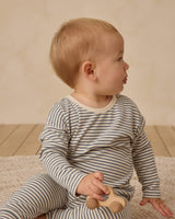 Quincy Mae Long Sleeve Tee - Ocean Micro Stripe