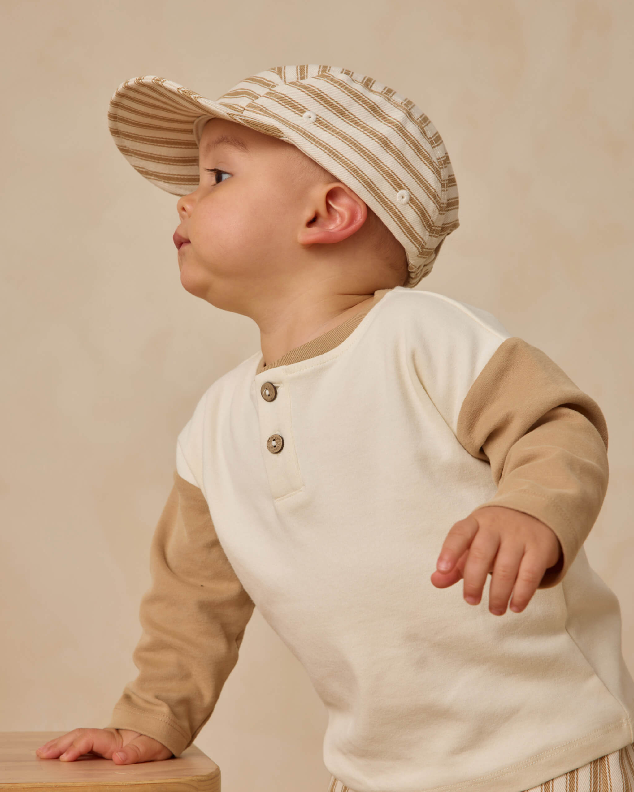 Quincy Mae Baby Cap - Gold Pinstripe