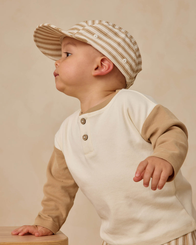 Quincy Mae Baby Cap - Gold Pinstripe