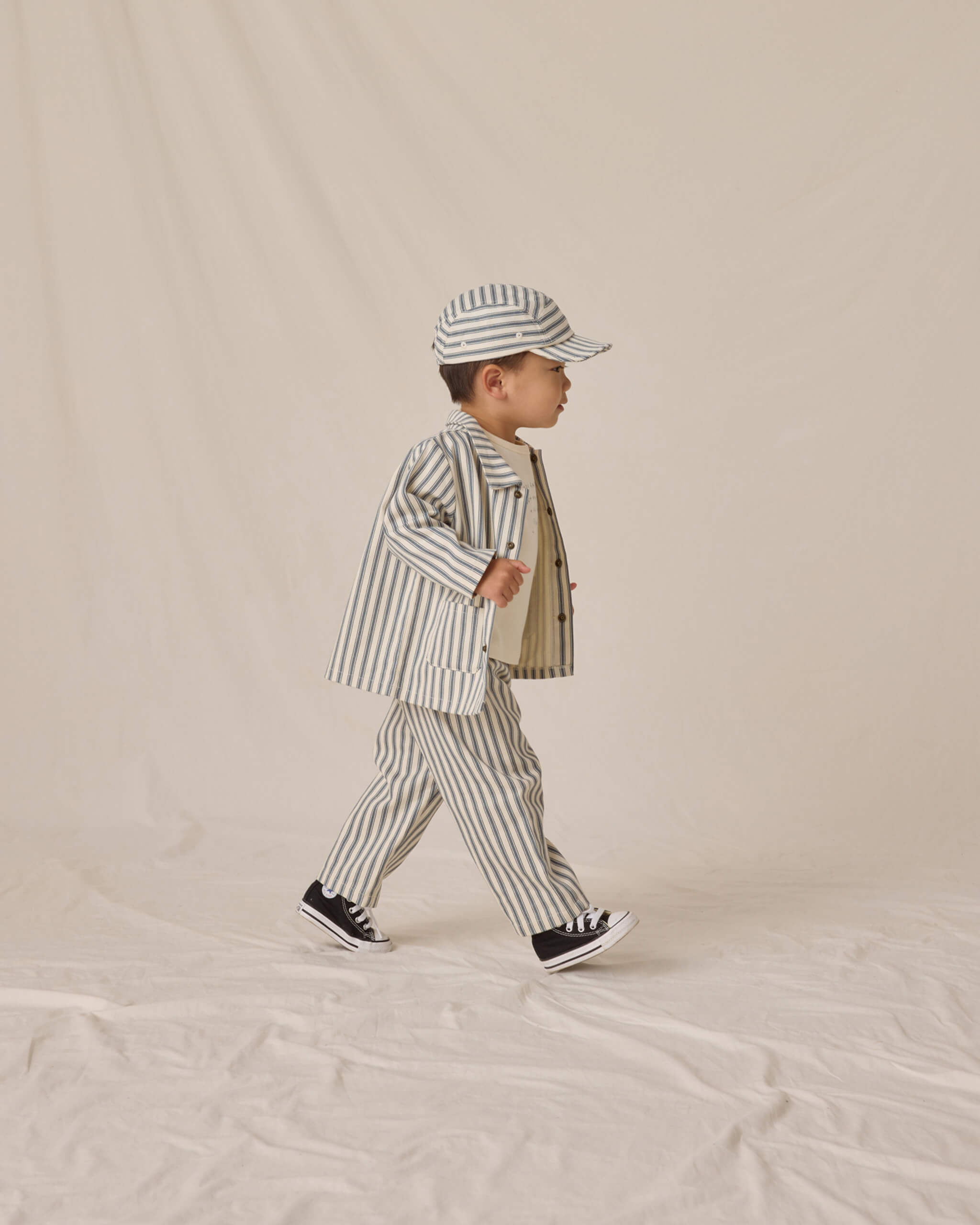 Quincy Mae Grayson Pant - Ocean Pinstripe