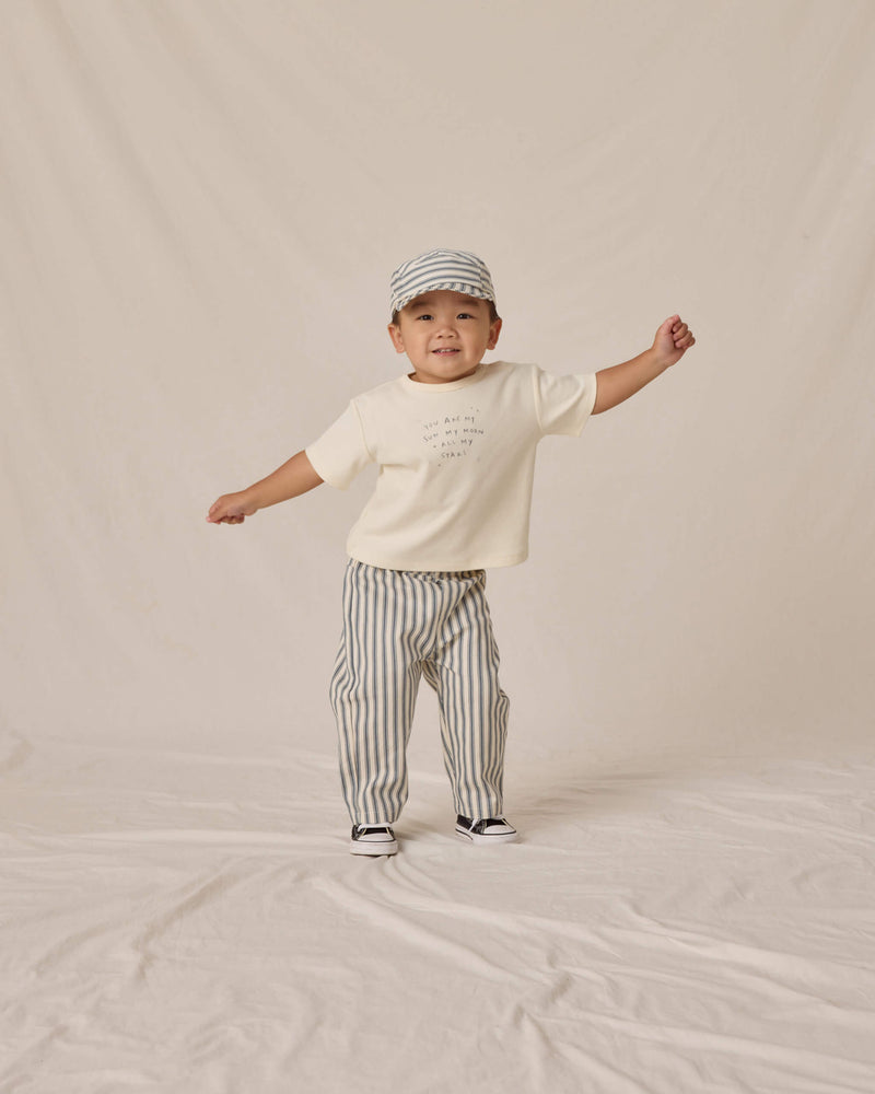 Quincy Mae Grayson Pant - Ocean Pinstripe