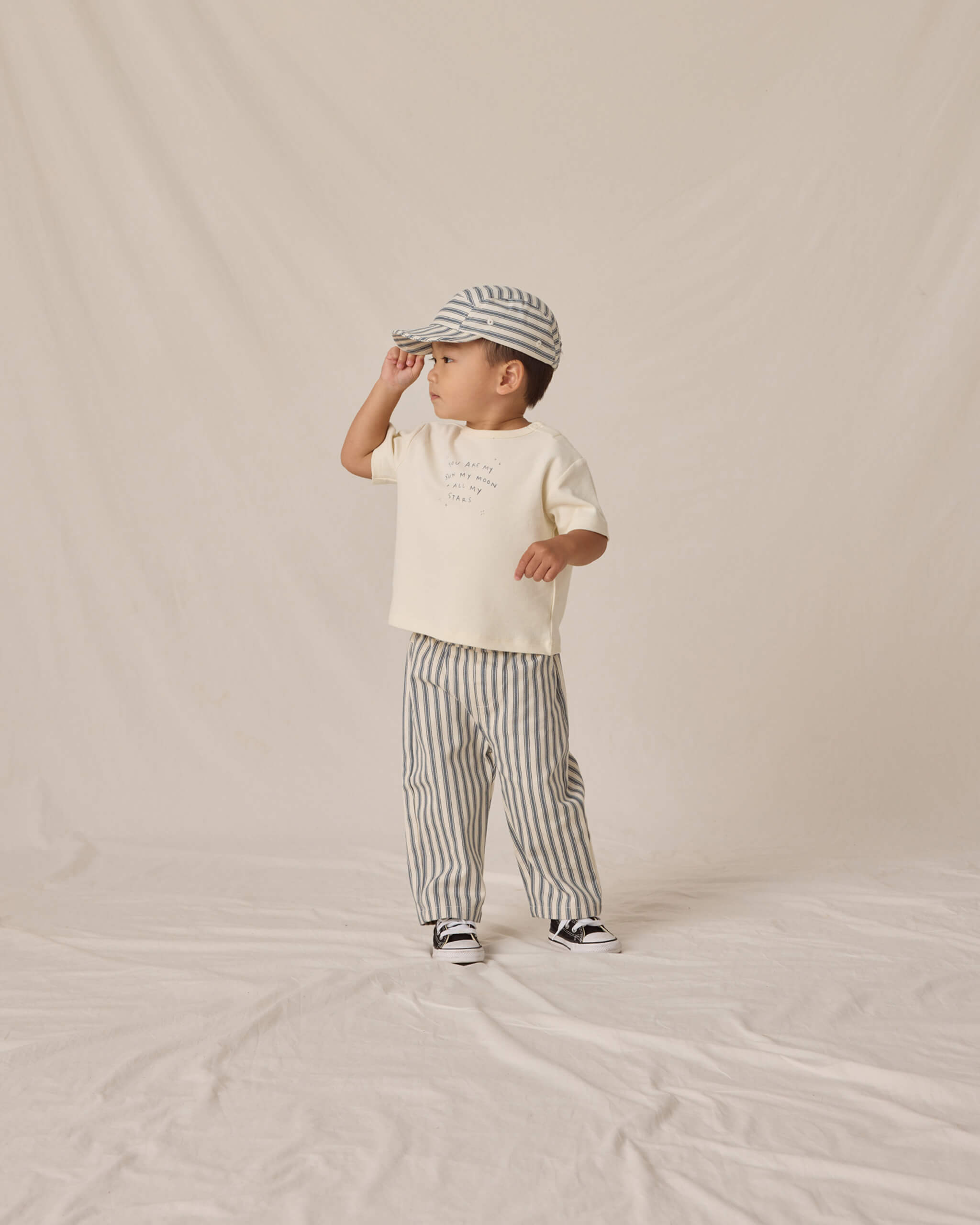 Quincy Mae Grayson Pant - Ocean Pinstripe
