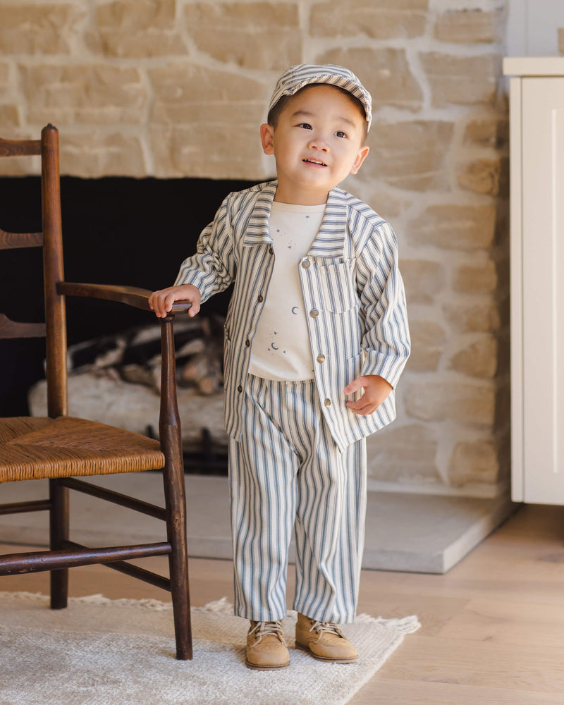 Quincy Mae Utility Jacket - Ocean Pinstripe