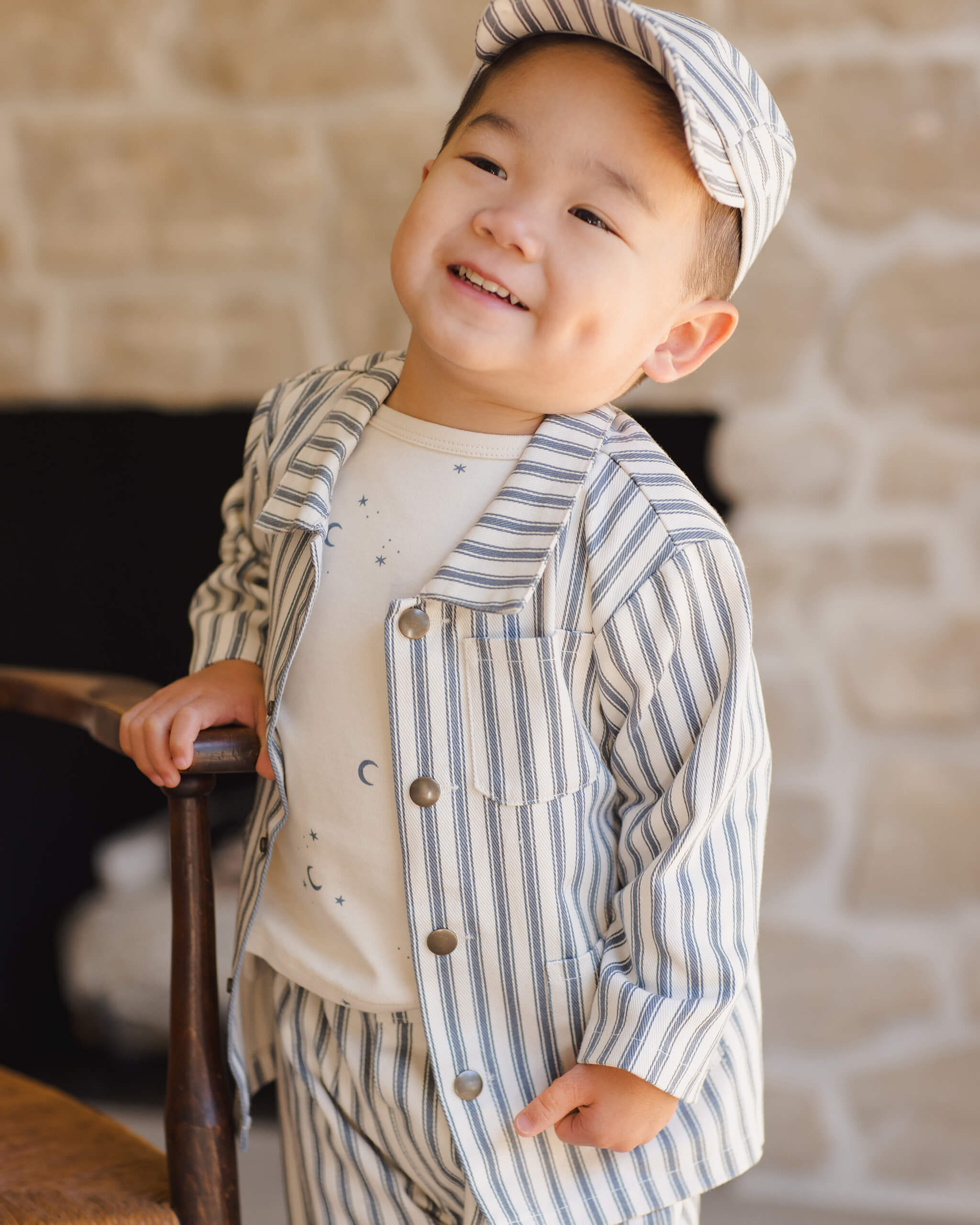 Quincy Mae Utility Jacket - Ocean Pinstripe