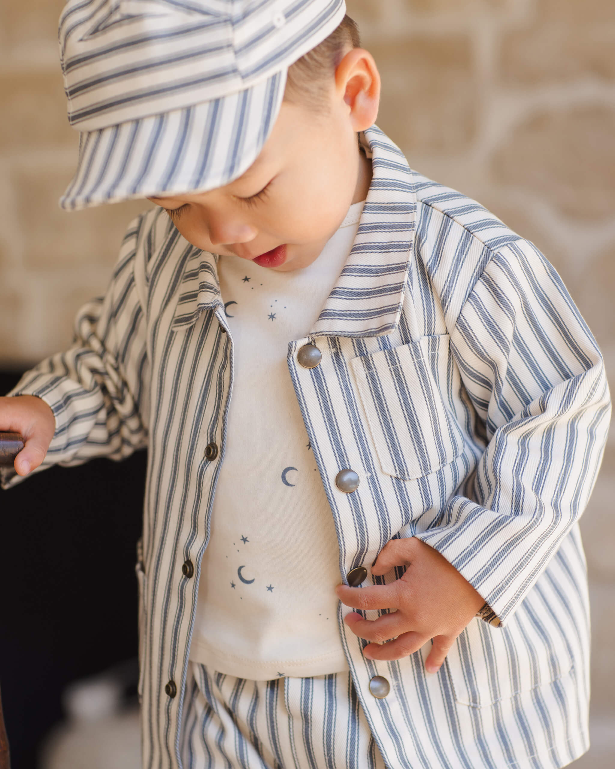 Quincy Mae Utility Jacket - Ocean Pinstripe