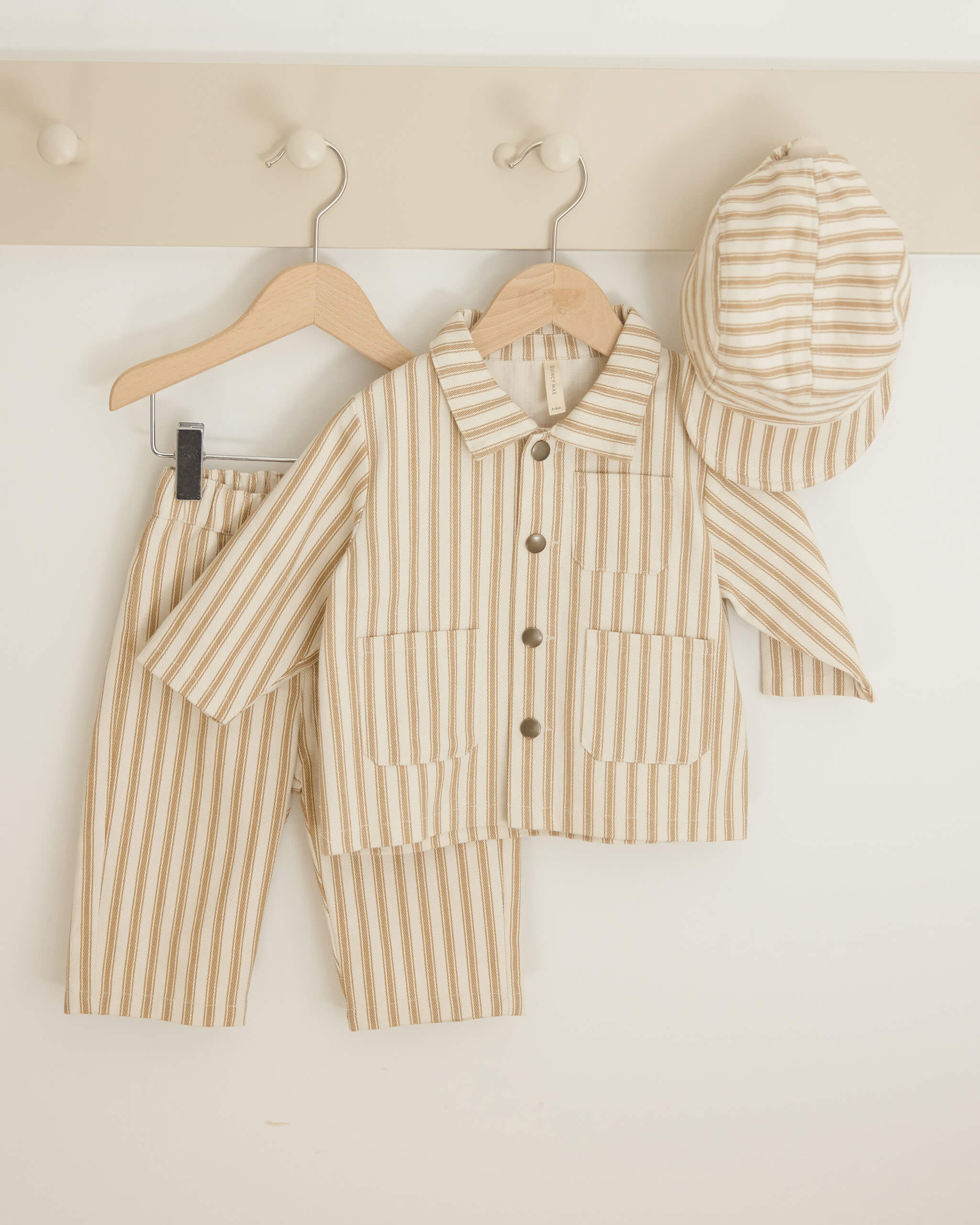 Quincy Mae Utility Jacket - Gold Pinstripe