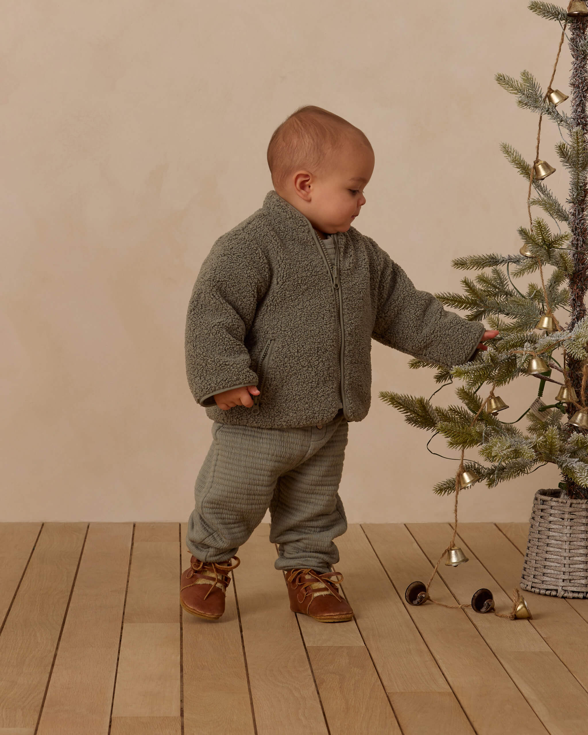 Quincy Mae Shearling Zip Jacket - Forest