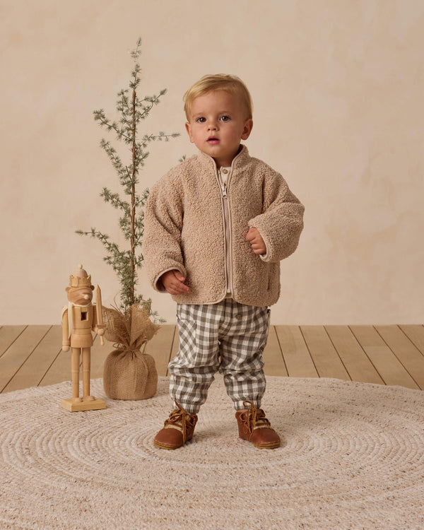 Quincy Mae Shearling Zip Jacket - Oat