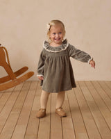 Quincy Mae Velour Baby Dress - Forest
