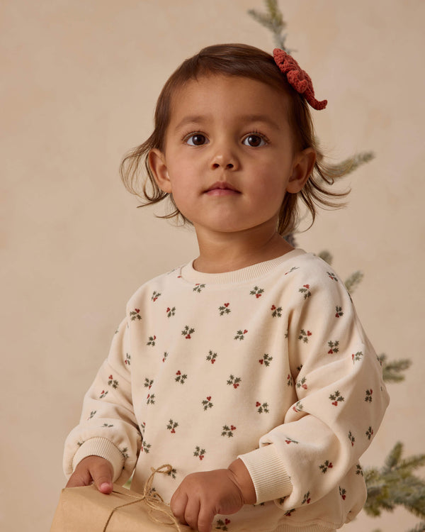 Quincy Mae Velour Relaxed Sweatshirt - Holly Berry