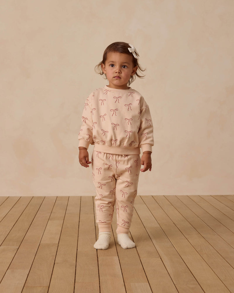Quincy Mae Relaxed Fleece Sweatshirt - Red Bows