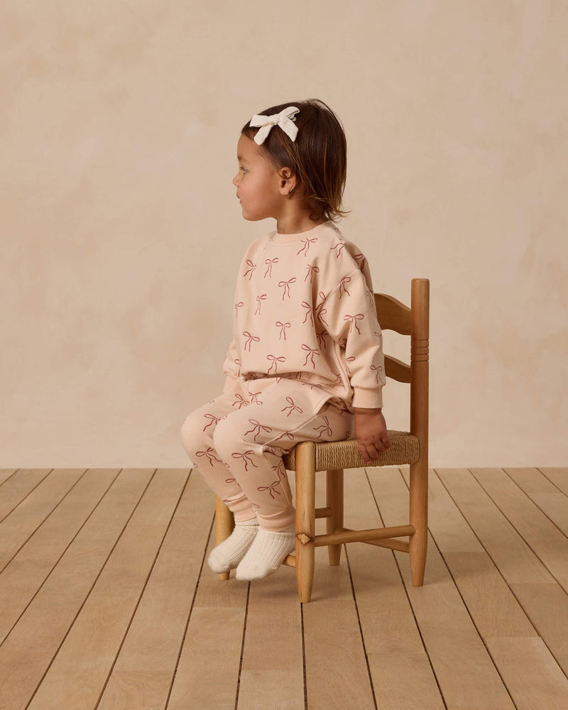 Quincy Mae Relaxed Fleece Sweatshirt - Red Bows