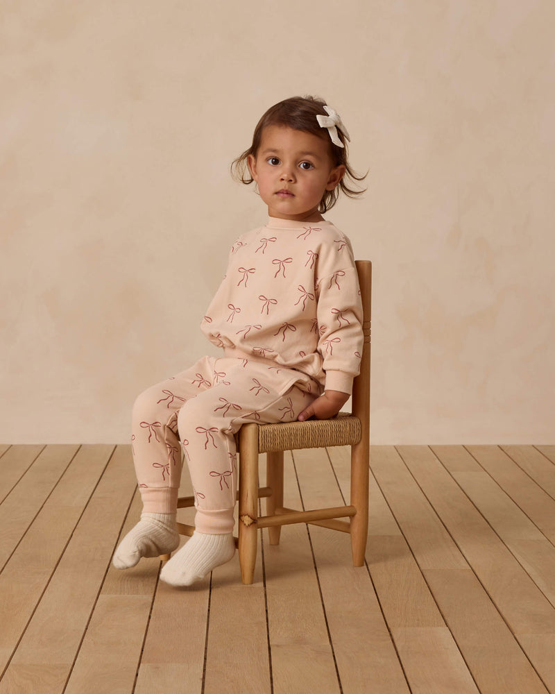 Quincy Mae Relaxed Fleece Sweatshirt - Red Bows