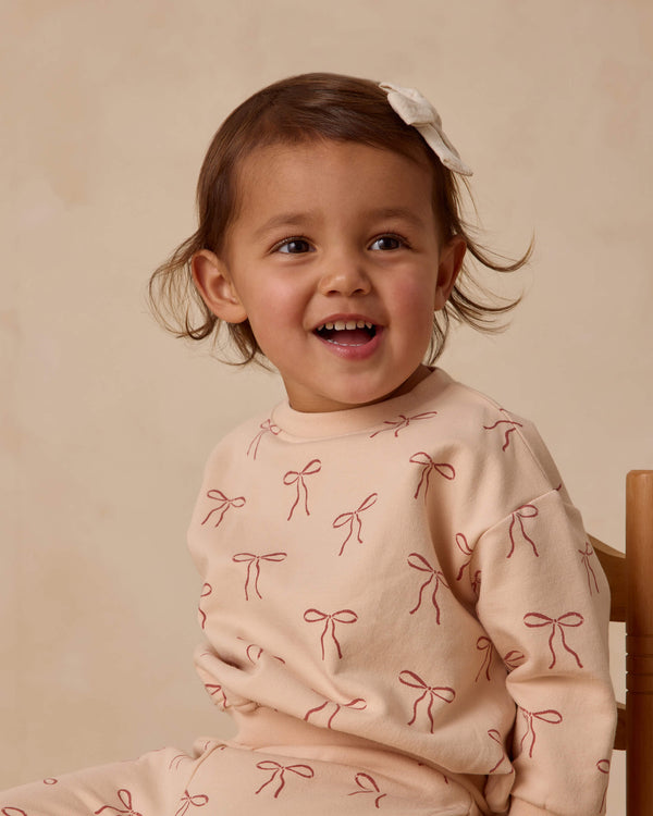 Quincy Mae Relaxed Fleece Sweatshirt - Red Bows